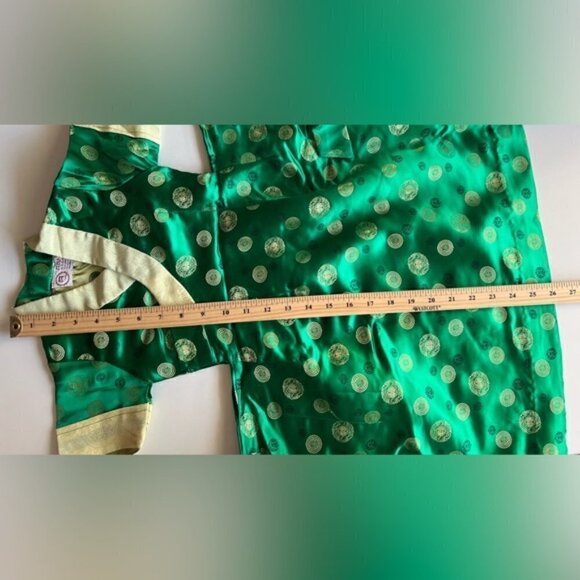 🩷 Kids, Tibetan Traditional Brocade Chupa Dress Losar - Green/Yellow. NWOT - Picture 7 of 11